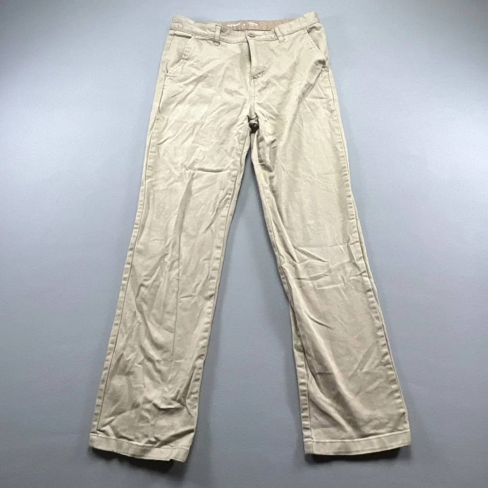 Old Navy Straight Built In Flex Uniform Pants Boys 16 Beige Cotton Flat Front
